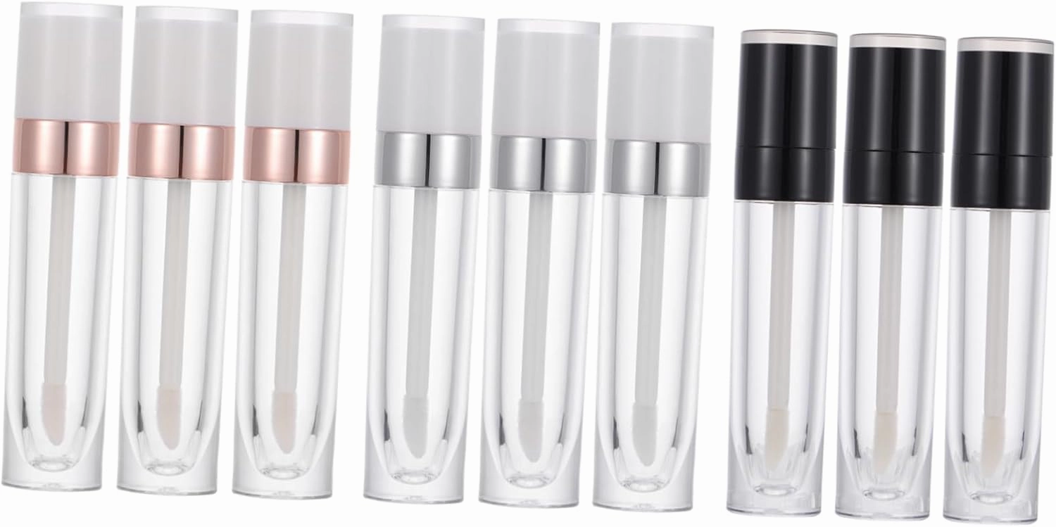 PartyKindom 9Pcs Refillable Lip Gloss Container Leak Lip Color Tube for Makeup Travel and Daily Use Durable Bottles and Balm