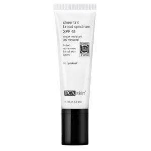 PCA SKIN Sheer Tint Broad Spectrum SPF 45 - Universally-Tinted Water-Resistant Hydrating Sunscreen for Use Alone or Under Foundation & Makeup (1.7 fl oz)