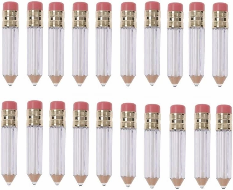 Pencil Shaped Empty Lip Gloss Tubes Lip Container Refillable Glaze Balm Bottles Tube Clear Mini Lip Oil Bottles DIY Cosmetics Containers for Woman Girls (20PIECES)