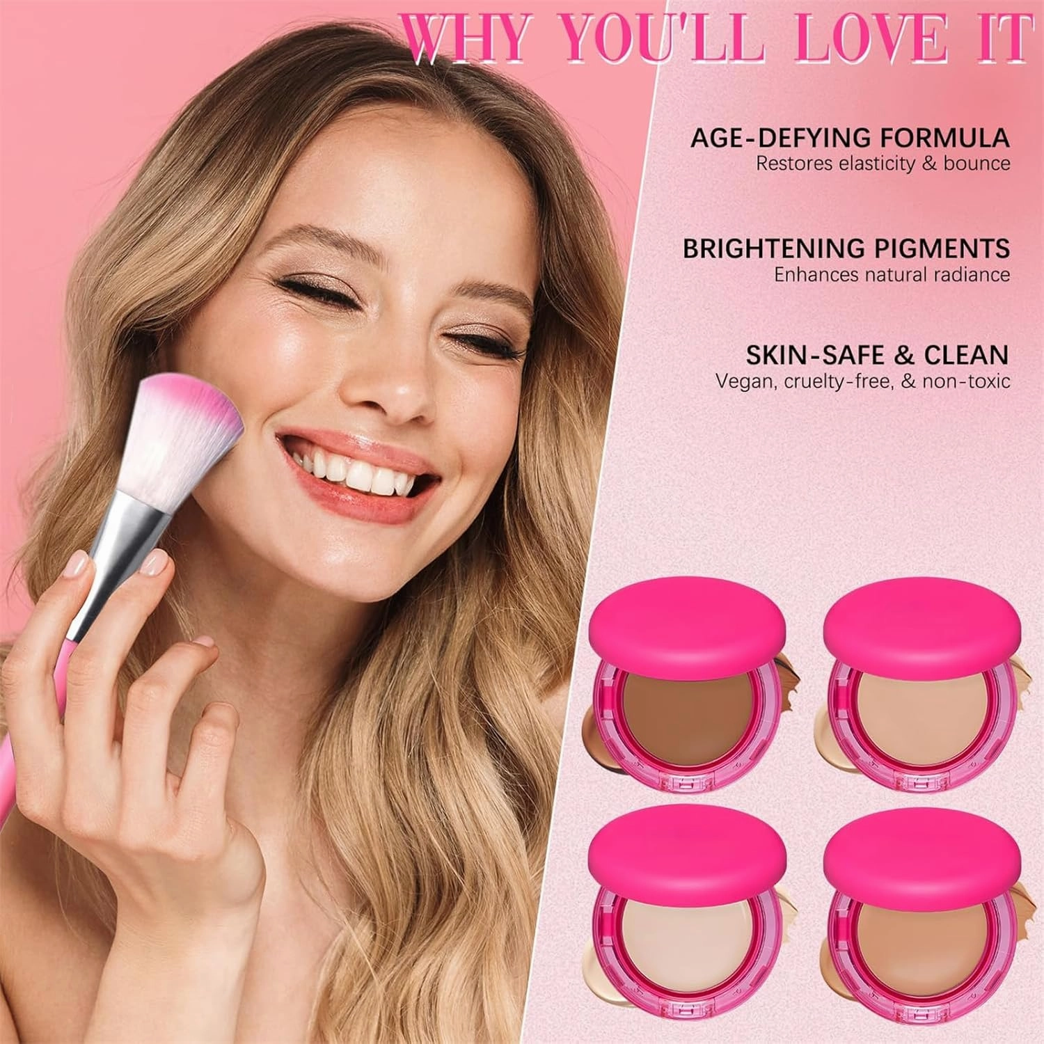 Peptide Bounce Balm Foundation, Hydrating, Age-Defying, Medium Buildable Coverage, Smooths Texture, for Mature Skin (1PC #2)