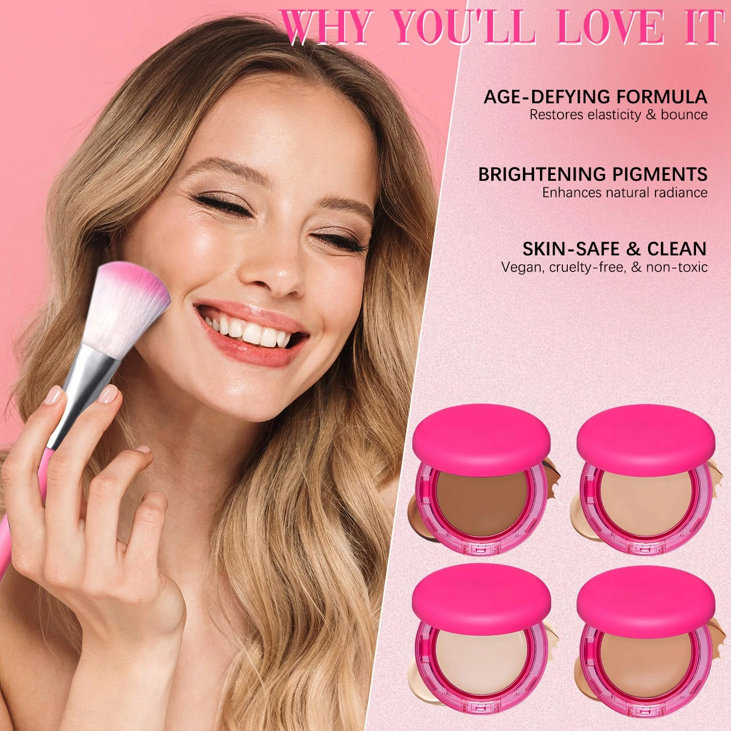 Peptide Bounce Foundation – Hydrating, Age-Defying Foundation for Mature Skin And All Skin Types, Vegan, Clean, Natural, Medium Buildable Coverage, Satin Finish (Fair-Light)