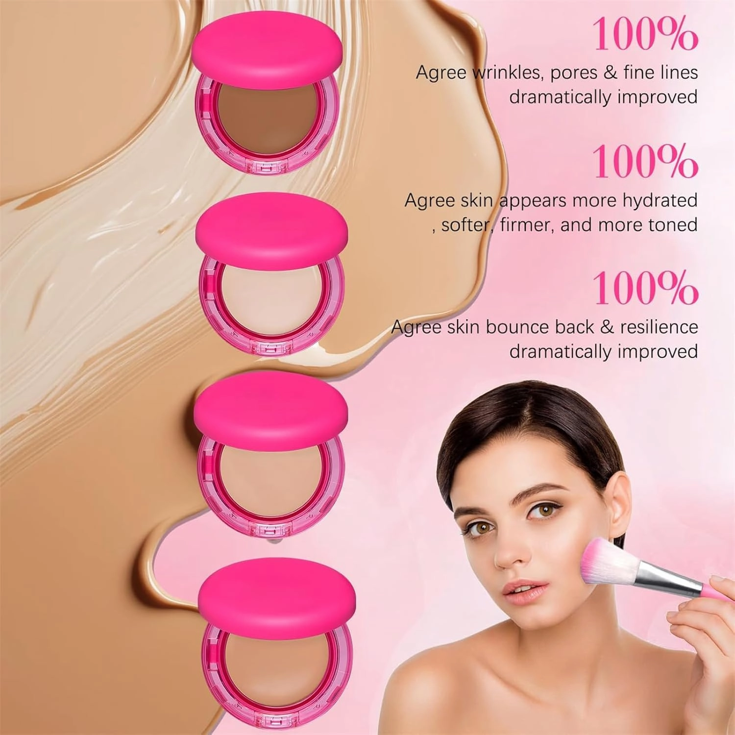 Peptide Bouncees Foundation, Hydrating Age-Defying Makeup, All Skin Types, Medium Buildable Coverage, Smooths Texture (1Pcs-1)
