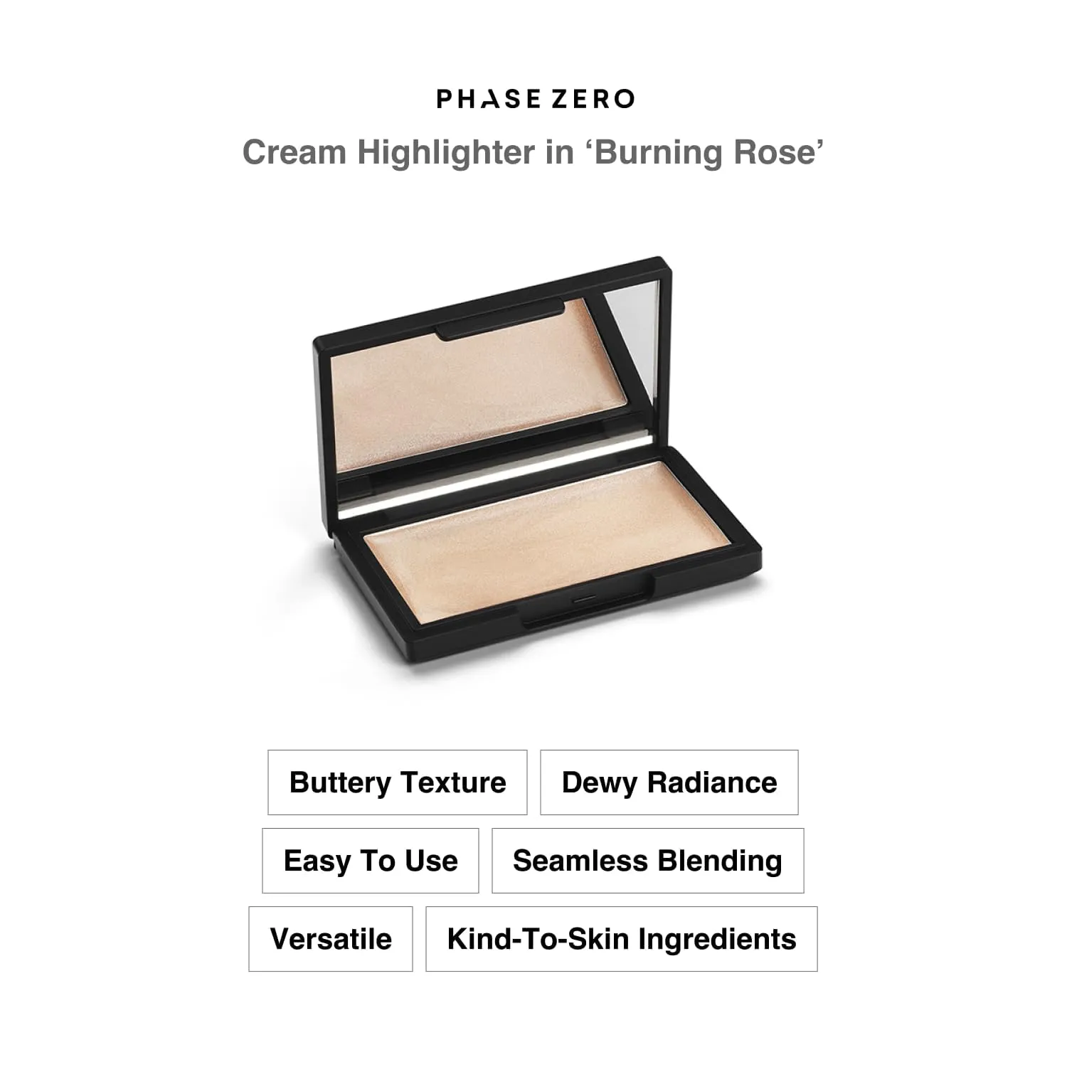 Phase Zero Makeup Cream Highlighter - "Burning Rose" - 4g / 0.141oz - For a Long Lasting, Natural, Radiant Glow
