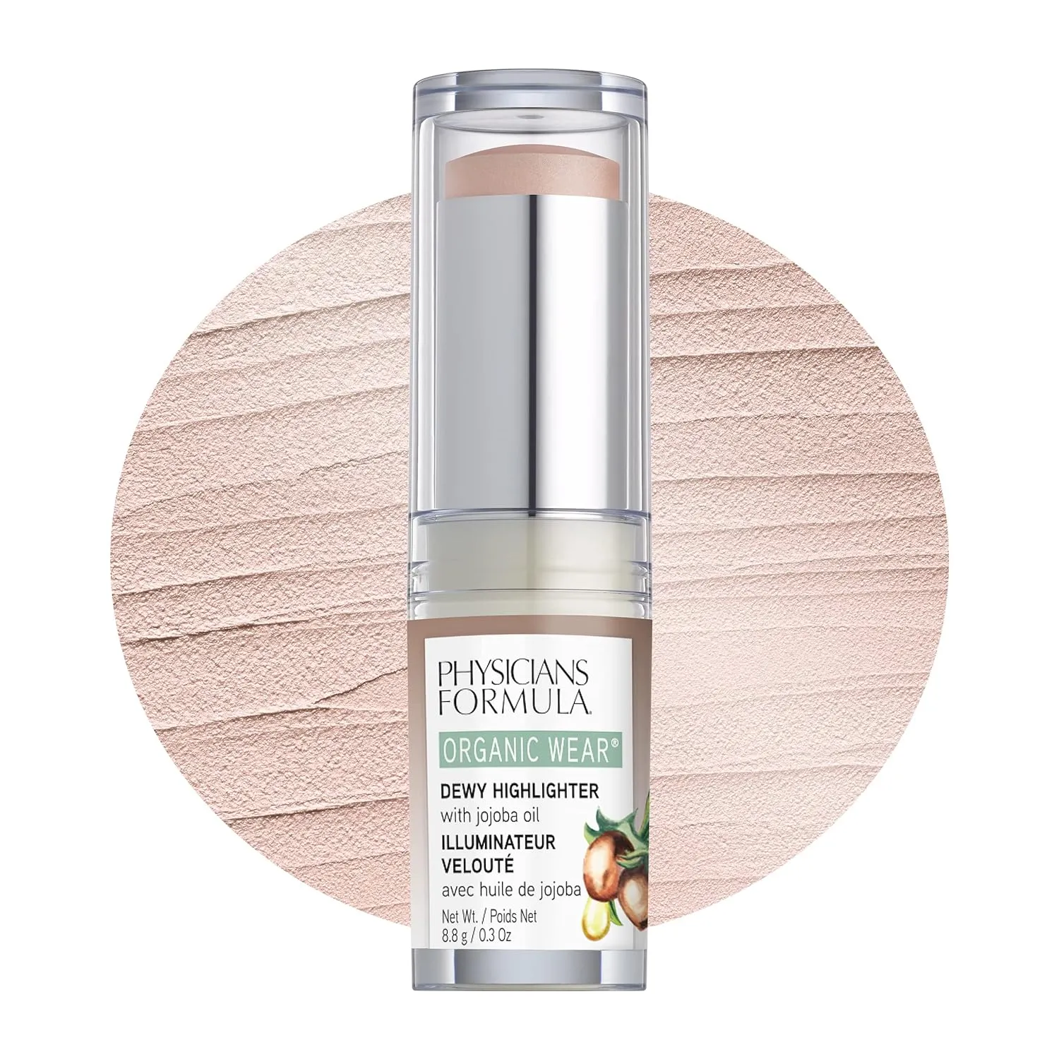 Physicians Formula Organic Wear All Natural Dewy Highlighter Stick Makeup, Stick Cream To Powder, Dew Frost, Dermatologist Tested