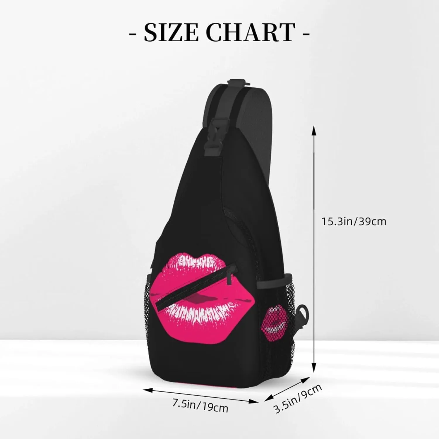 Pink Kiss Kissing Lips Lipstick Lipgloss Crossbody Bag Cross Chest Bag Adjustable Sling Backpack Sports Gym Shoulder Bags Travel Cycling Daypack Diagonally Casual Rucksack