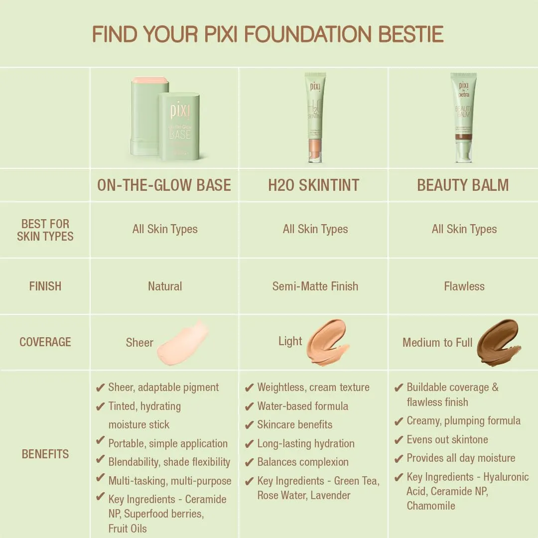 Pixi Beauty On-the-Glow Base| Tinted Moisturizer Foundation Stick | Tan: Golden, tan shade| 0.6 oz / 19g