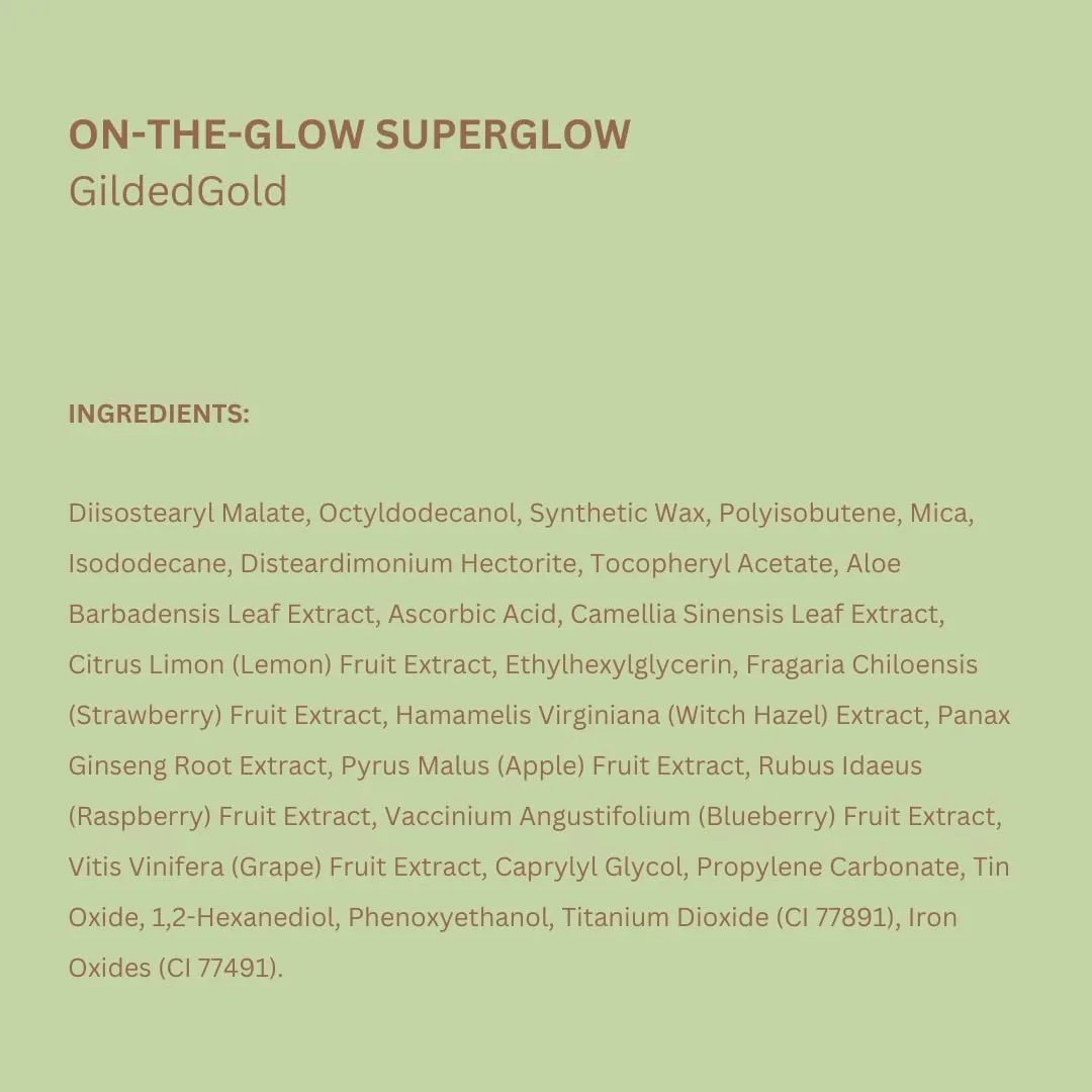 Pixi On-the-Glow SuperGlow - GlidedGold, Hydrating Gel-Cream Highlighter with Ginseng, Aloe Vera & Fruit Extracts, For Cheeks & Brow Bones, 19g / 0.6oz, Paraben-Free, Luminous Natural Highlight