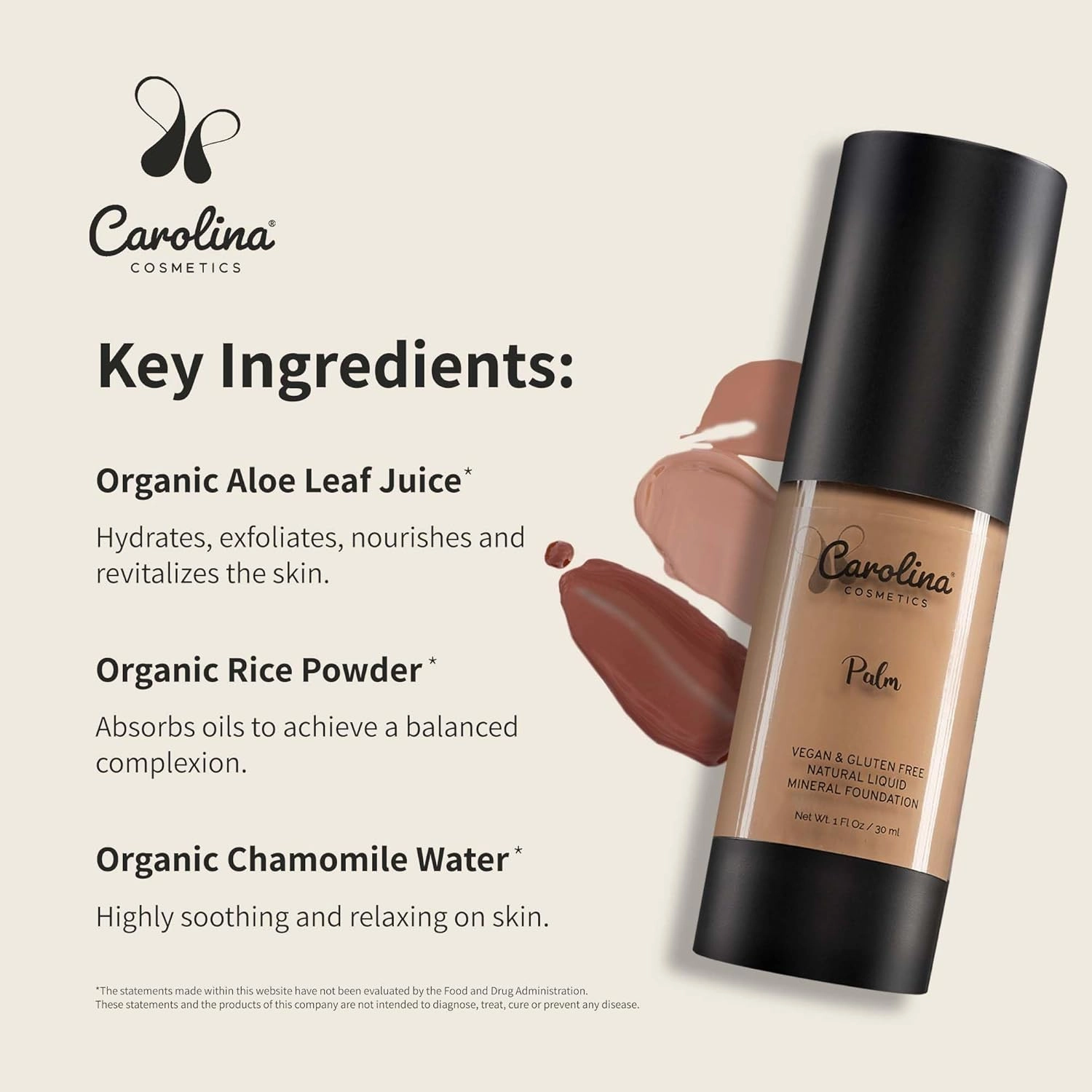Plant-Based Foundation in Palm Shade - Hydrating, Pore-Minimizing & Buildable Coverage - Vegan, Non-GMO, Gluten-Free, Paraben-Free- Sun Protection - 1Fl Oz
