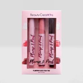 Plump & Pout Lip Gloss Stick Set, Girly Pop Collection, 3 Pieces