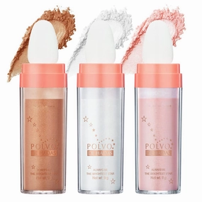 Polvo De Hadas Highlighter Stick Puff Fairy Stick Highlighter Powder Glitter Loose Powder Brush Stick Contouring Powder Fairy Bomb Shimming Body Glitter (01 02 03)