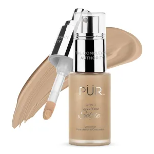 PUR Beauty 4-in-1 Love Your Selfie Foundation & Concealer - Longwear Full Coverage Liquid Makeup Foundation with Hydrating Blend for Refined-Looking, Natural Beauty Glow, Skin Texture & Tone