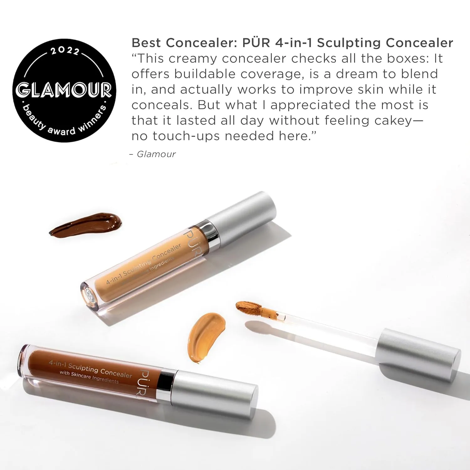 PUR Beauty 4-in-1 Sculpting Concealer for Women - Conceals, Brightens, Plumps & Corrects - Hydrating & Moisturizing Makeup Concealer with Medium to Full Coverage for Dark Circles