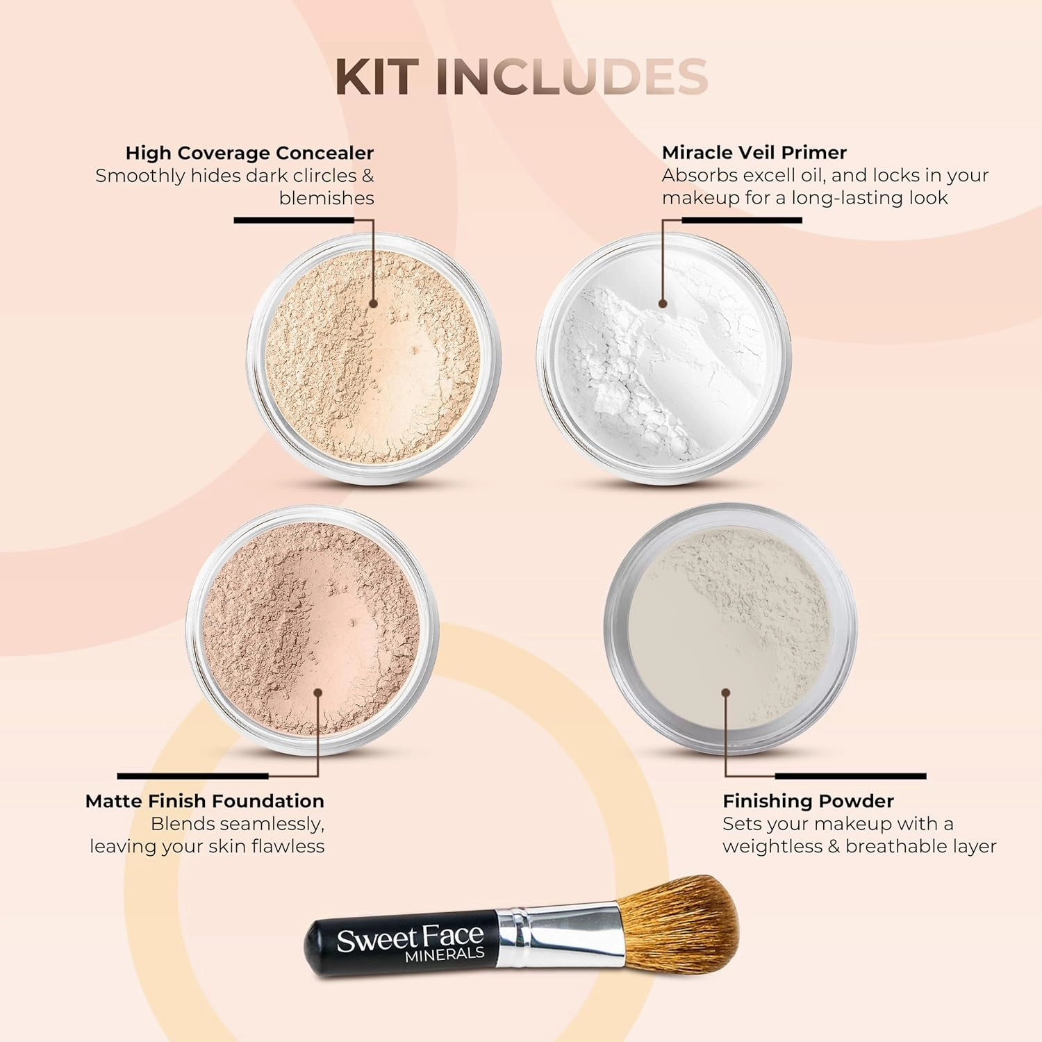 QUICK FIX KIT (LIGHT CONCEALER & LIGHT FOUNDATION) Mineral Makeup Starter Set Sample Size Matte Bare Face Powder