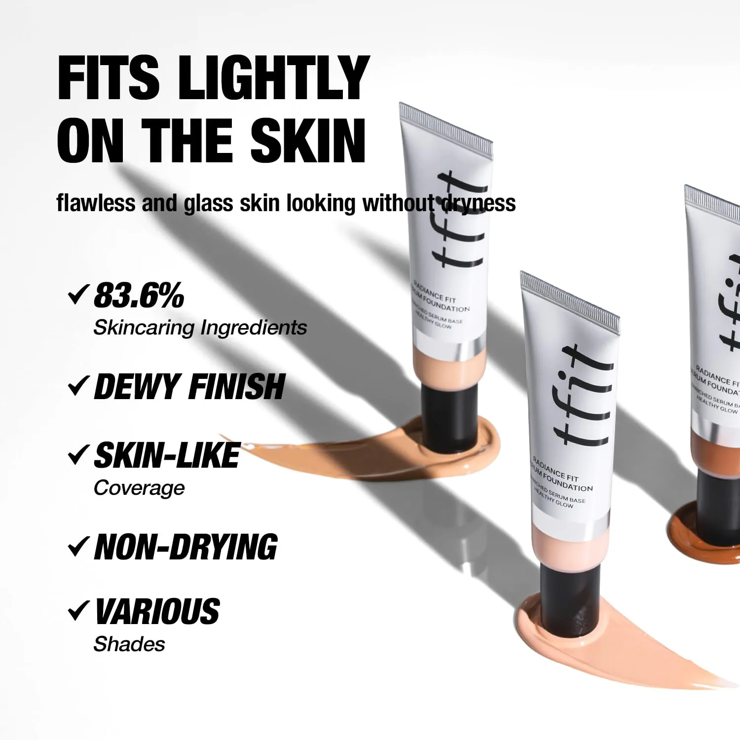 Radiance Fit Serum Foundation - Flawless Coverage, Dewy finish, Long-lasting, Lightweight, Korean Makeup,1.05 Oz. (N00 Cream, 1.05 Oz.)