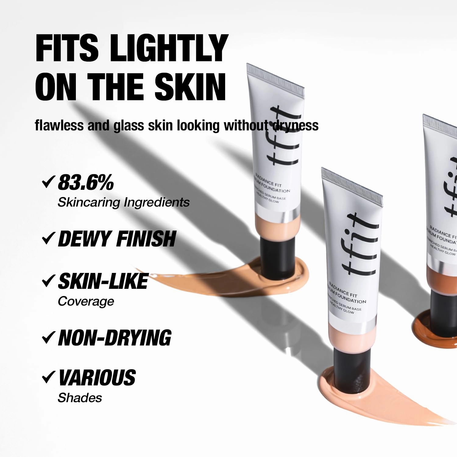 Radiance Fit Serum Foundation - Flawless Coverage, Dewy finish, Long-lasting, Lightweight, Korean Makeup,1.05 Oz. (C03 Rosy, 1.05 Oz.)