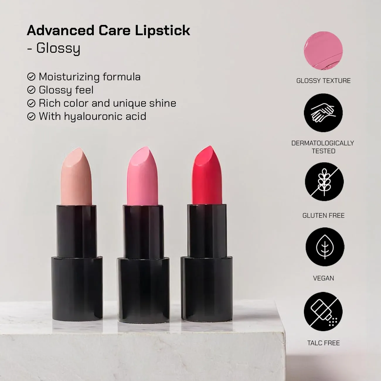 Radiant Professional Advanced Care Glossy Lipstick for Women with Hyaluronic Acid and Natural Polysaccharide |10 Creamy and Moisturising Shades | Cosmetics | Long Lasting Lip Make-Up |(GL100)