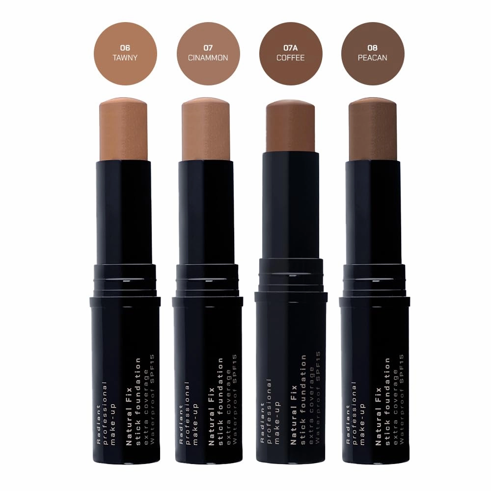 Radiant Professional Natural Fix Extra Coverage Stick Foundation - Full Coverage Waterproof Foundation & Contouring Stick - SPF 15 Paraben & Oil Free Matte Finish - 8.5 g - Ginger (05)