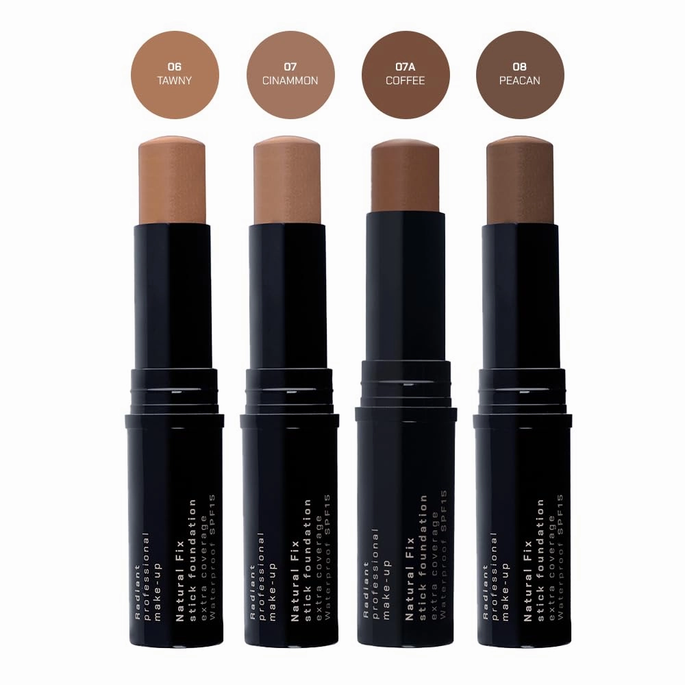 Radiant Professional Natural Fix Extra Coverage Stick Foundation - Full Coverage Waterproof Foundation & Contouring Stick - SPF 15 Paraben & Oil Free Matte Finish - 8.5 g - Sandstone (03)