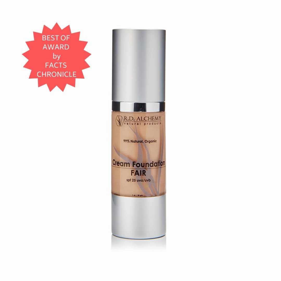 RD Alchemy - 99% Natural & Organic FAIR Cream Foundation - Best Lightweight Foundation for Coverage of Blemishes, Sun Spots, Age Spots, or Under Eye Dark Circles. Anti Aging   SPF 25