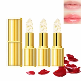 Remainder h Lipstick, Remainder Lipstick, Gold Crystal Ph Lip-stick Color Changing, Hardpointing Transferproof Color-Changing Lipsticks, Remainderh Lip, Long Lasting 24 Hours Glossy for Woman (3pcs)