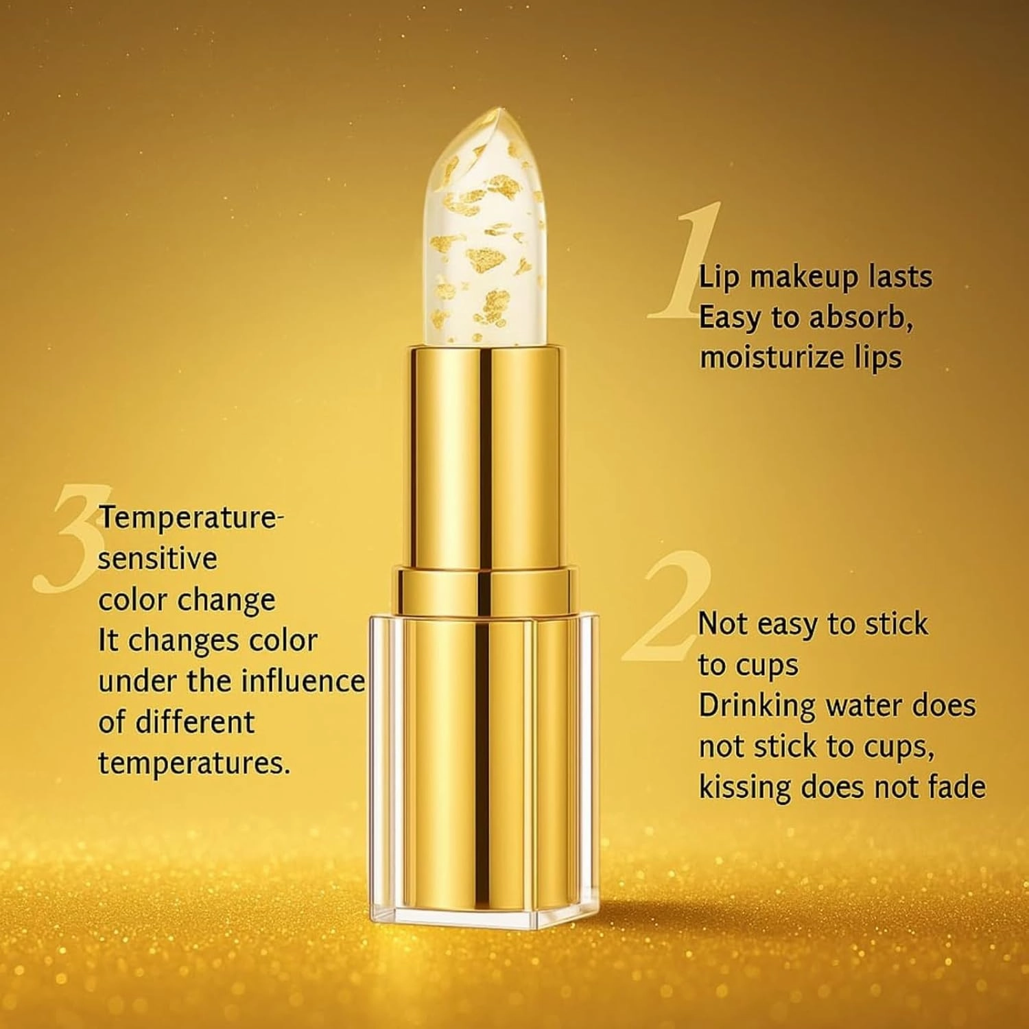 Remainder Lipstick, Hardpointing Color Changing Lipstick, Transferproof Colors Changing Lipsticks, Colors Changing Lipsticks with Gold Flakes (1)