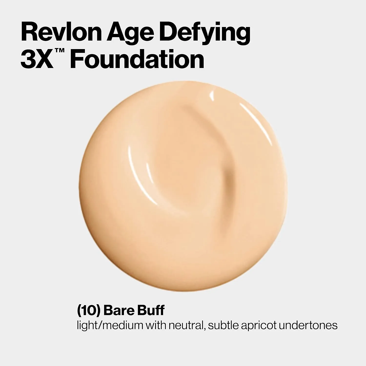 Revlon Liquid Foundation, Age Defying 3XFace Makeup, Anti-Aging and Firming Formula, SPF 20, Longwear Medium Buildable Coverage with Natural Finish, 010 Bare Buff, 1 Fl Oz