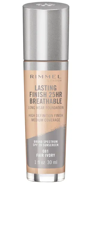 Rimmel Lasting Finish Breathable Foundation, Fair Ivory, 1 Fluid Ounce