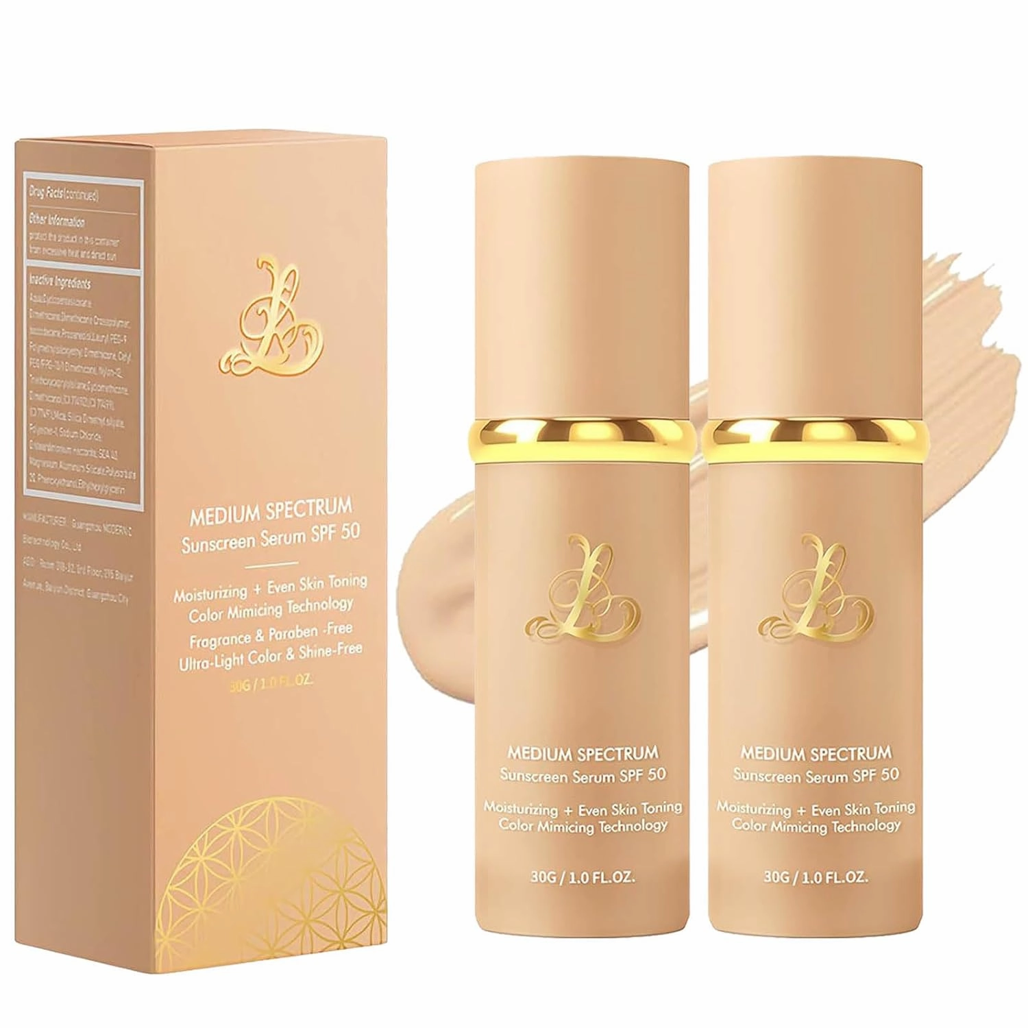 Rises 4 In 1 Color Changing Luxuss Foundation, Medium Spectrum Foundation Makeup, Waterproof & Hydrating,Full Coverage & Long Lasting (2PC- 60ml)