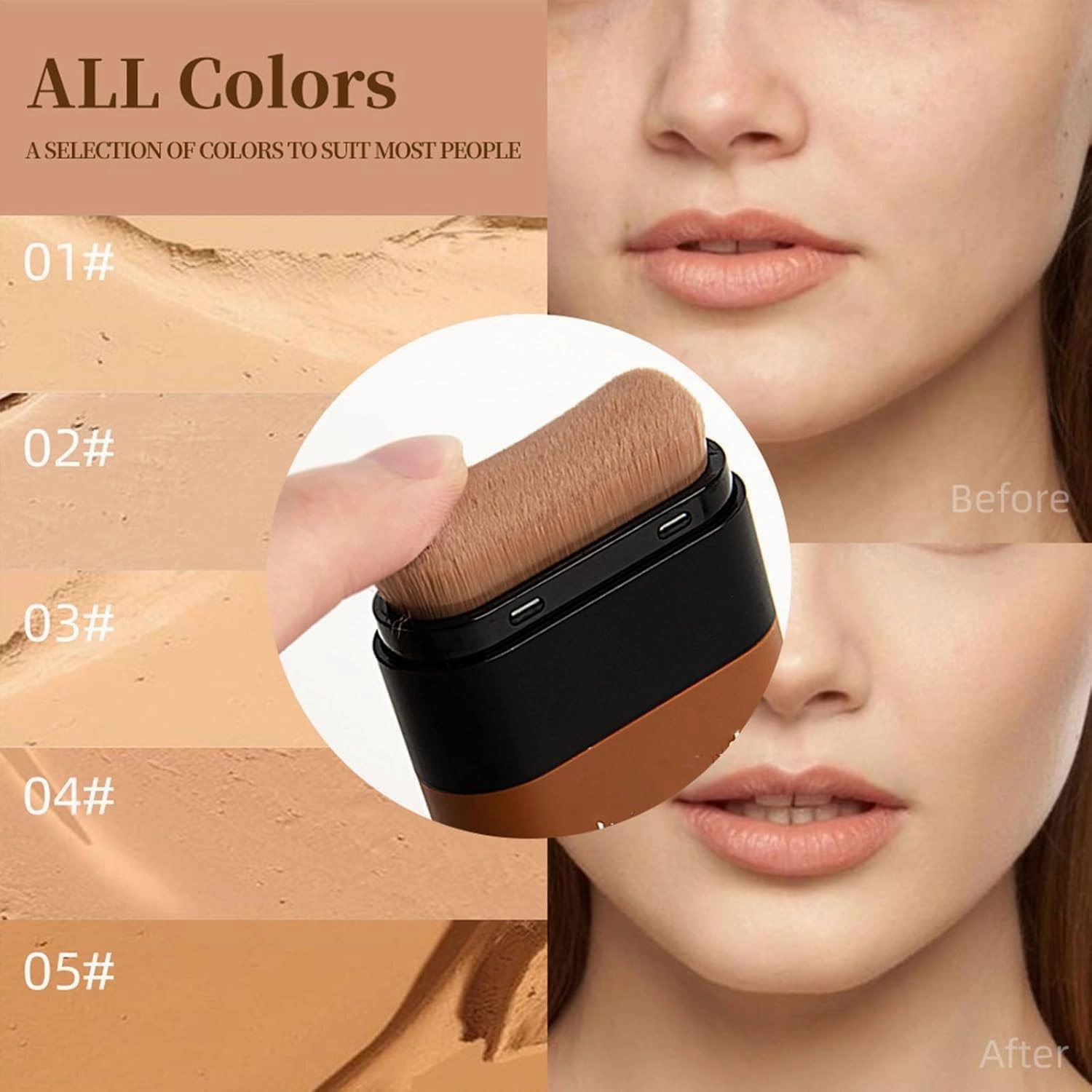 Roseionly Makeup Foundation, Roseionly Foundation Makeup, Instant Concealing Foundation Stick with Built-In Brush, Korean Hydrating Lightweight Foundation Stick with Brush (02)