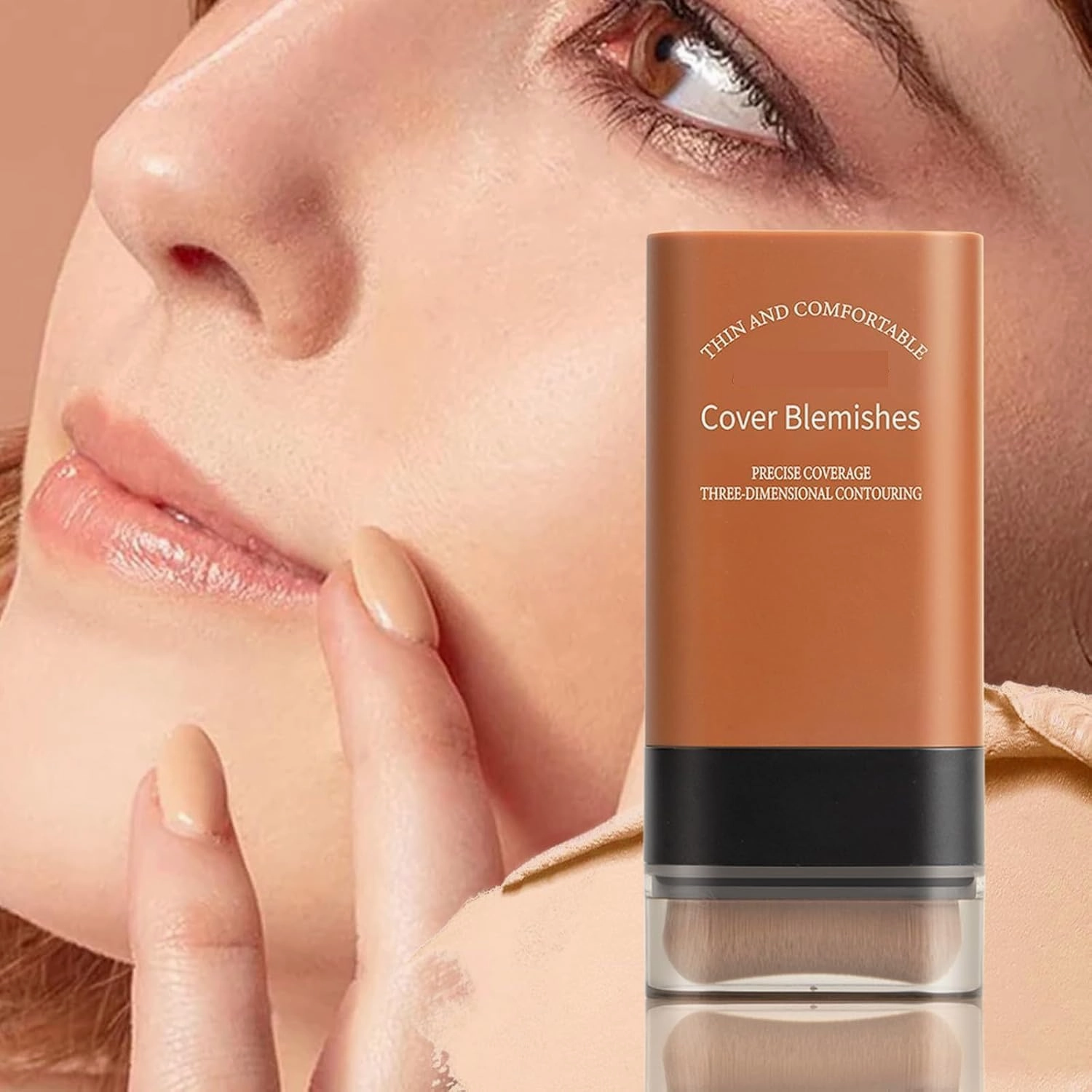 Roseionly Makeup Foundation, Roseionly Foundation Makeup, Instant Concealing Foundation Stick with Built-In Brush, Korean Hydrating Lightweight Foundation Stick with Brush (02)