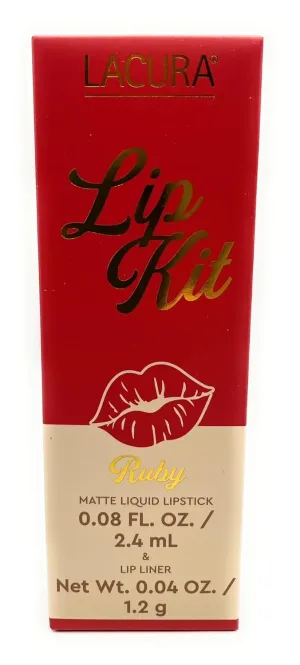 Ruby Matte Liquid Lipstick 0.08fl.oz/2.4 ml & Lip Liner 0.04oz/1.2g Lip Kit – (Pack of 1)