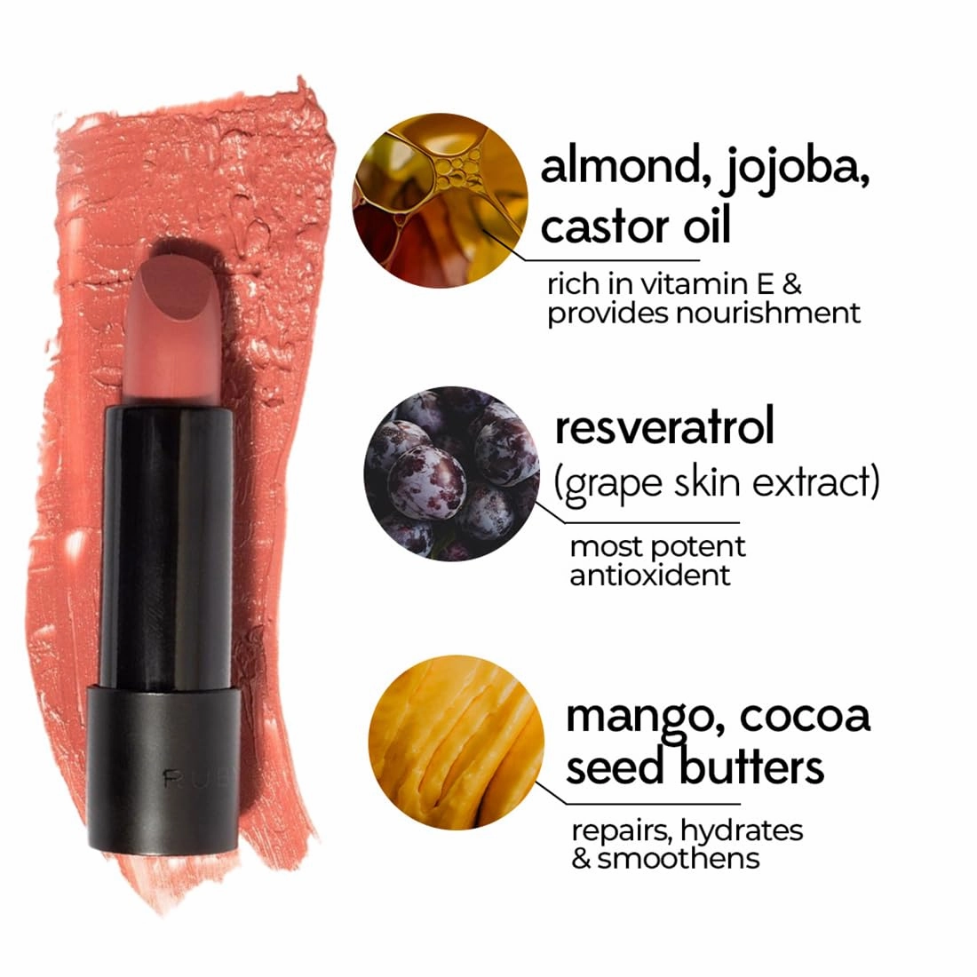 RUBY'S ORGANICS Semi-Matte Lipstick for Women, Hydrating and Highly Pigmented, Moisturizing & Non Drying, Lightweight & Long Lasting Formula, Lip Makeup, Paraben-Free, Apricot, 3.7g