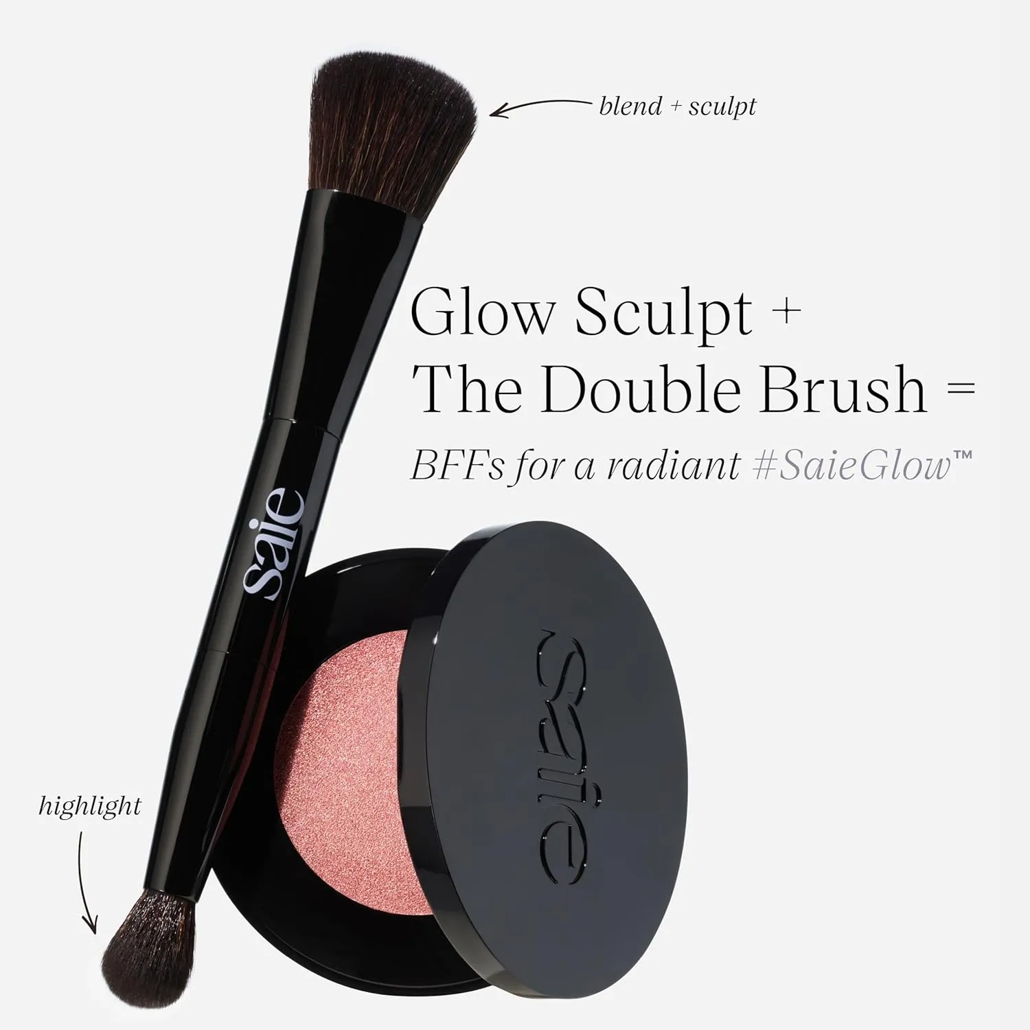 Saie Glow Sculpt Multi-Use Highlighter   Cream Blush Refill - Lightweight with Hyaluronic Acid   Micropearl for Radiant, Glowing Skin - Bronzeglow (.02 oz)