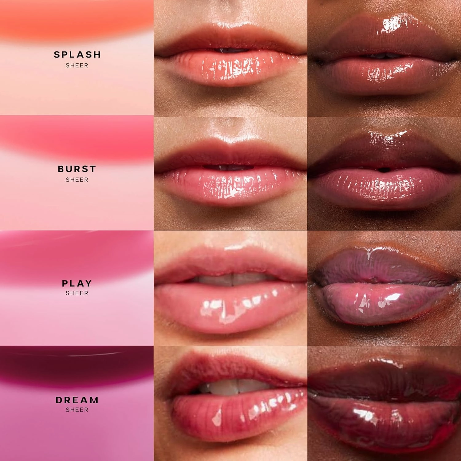 Saie Glossybounce - Hydrating Lip Gloss and Tinted Lip Oil Hybrid with Hyaluronic Acid & Jojoba Oil for Non-Sticky, Ultra-Shiny, Plump & Soft Lips - Everyday Makeup Essential - Burst (.17 oz)