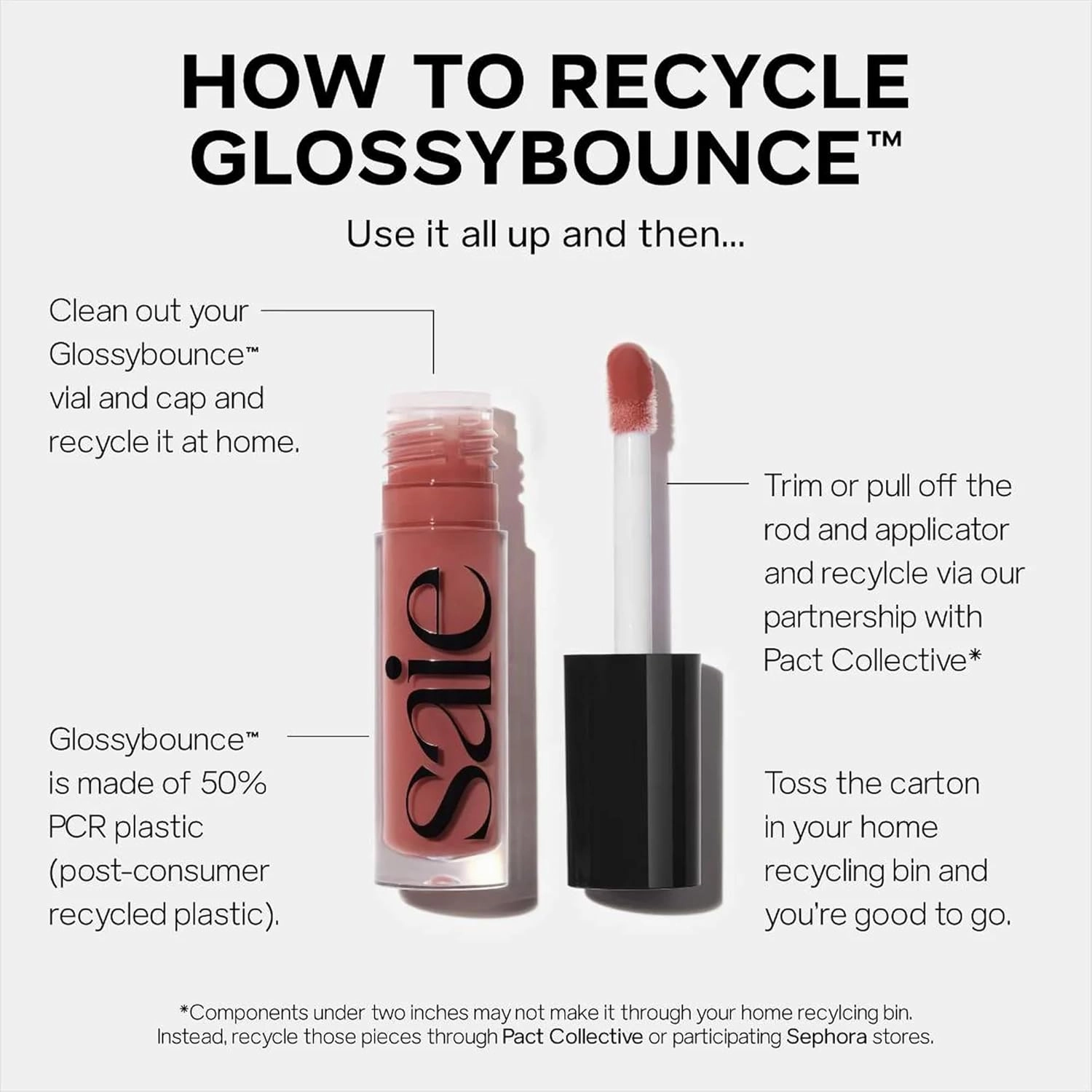 Saie Glossybounce - Hydrating Lip Gloss and Tinted Lip Oil Hybrid with Hyaluronic Acid & Jojoba Oil for Non-Sticky, Ultra-Shiny, Plump & Soft Lips - Everyday Makeup Essential - Splash (.17 oz)