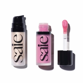 Saie Mini Glowy Super Gel Lightweight llluminator & Makeup Primer - Starglow (0.5 oz)   Dew Blush - Lightweight Liquid Blush with a Blendable   Buildable Cream Finish - Baby (.40 oz)