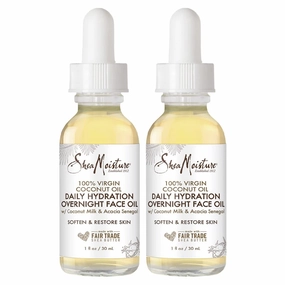 SheaMoisture Coconut Oil for Face - Daily Hydration Overnight Face Oil with Coconut Milk & Acacia Senegal, Argan Oil for Skin, Organic Shea Butter, Hydrating Face Oil, Vitamin E, 1 Oz (Pack of 2)
