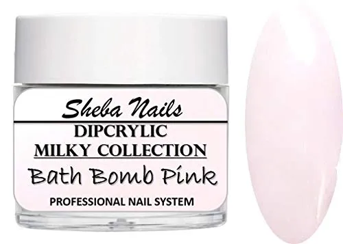 SHEBA NAILS Dipcrylic Dip Dipping Powder Milkies Collection - 1oz Jar - Bath Bomb Pink