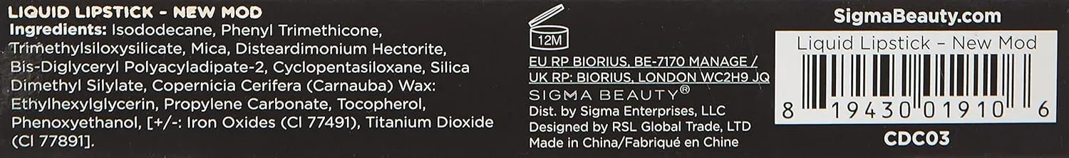 Sigma Beauty Liquid Lipstick – Bold and Luxurious Liquid Matte Lipstick with a Satin Finish - Clean, Vegan Cruelty Free Makeup (New Mod)