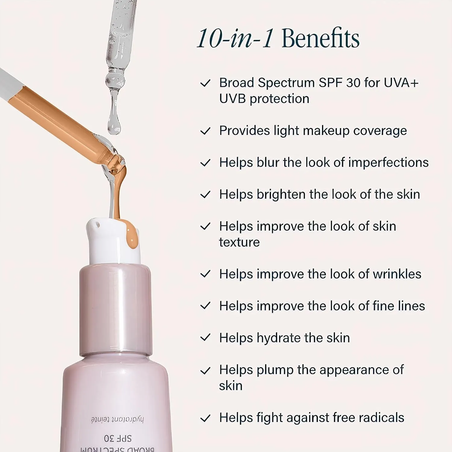 SKINN Enlightened Radiance 10-in-1 Tinted Sunscreen Broad Spectrum with SPF 30, (Light) - Hydrating & Brightening Tinted Moisturizer for Face, Wrinkles & Fine Line - Lightweight Coverage Skin Tint