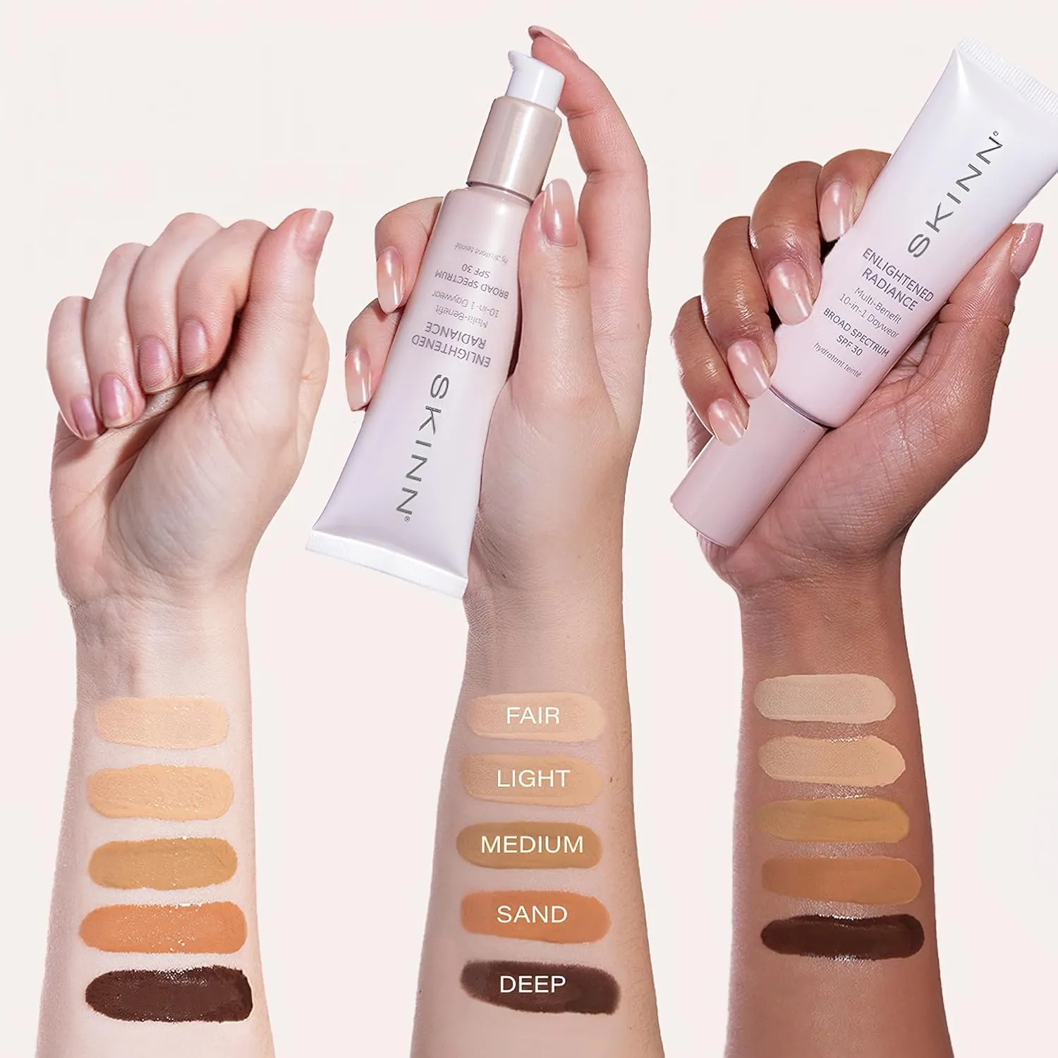 SKINN Enlightened Radiance 10-in-1 Tinted Sunscreen Broad Spectrum with SPF 30, (Light) - Hydrating & Brightening Tinted Moisturizer for Face, Wrinkles & Fine Line - Lightweight Coverage Skin Tint