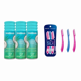Skintimate Coconut Delight Shave Gel for Women 7 Ounce (Pack of 3) & Schick Hydro Silk Dermaplaning Tool with Precision Cover 3ct