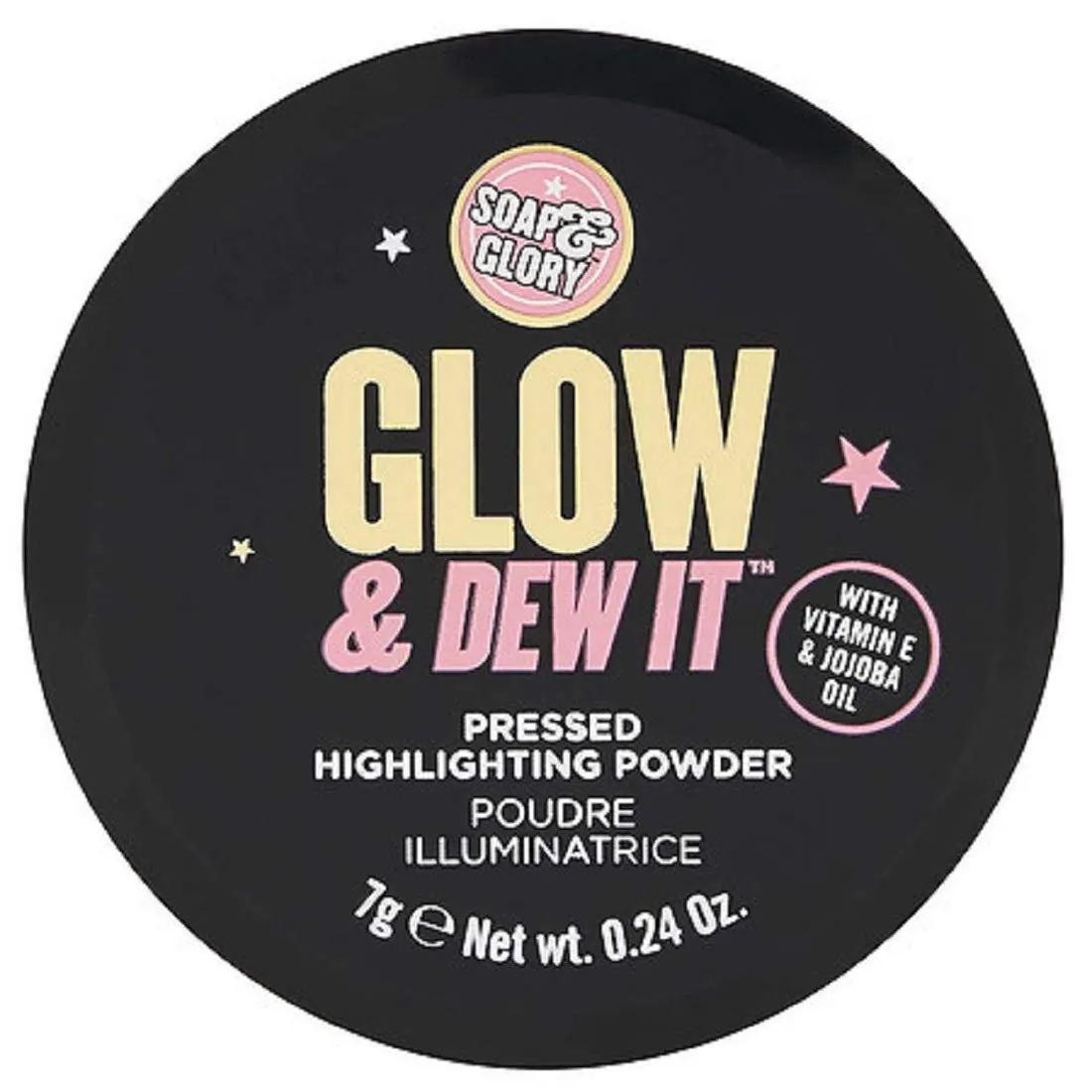 Soap & Glory Glow & Dew it Highlighting Pressed Powder - Soft, Velvety Pressed Highlighter Makeup - Lasting Ultra-Reflective Dewy Highlighter - Jojoba Seed Oil & Aloe Vera Leaf Extract (7g)