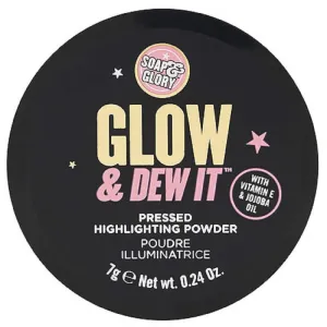Soap & Glory Glow & Dew it Highlighting Pressed Powder - Soft, Velvety Pressed Highlighter Makeup - Lasting Ultra-Reflective Dewy Highlighter - Jojoba Seed Oil & Aloe Vera Leaf Extract (7g)