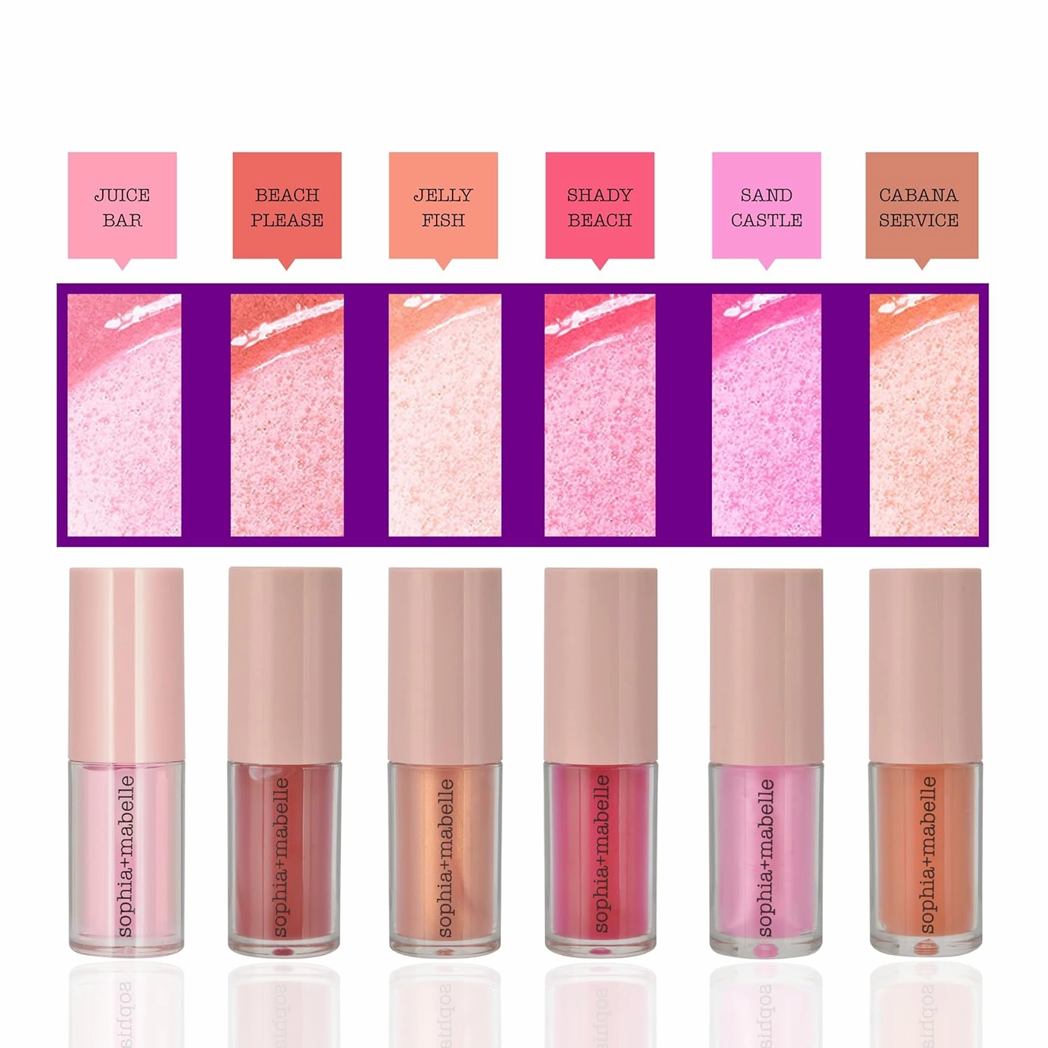 Sophia   Mabelle Hydrating Lip Oil – Lightweight, Non-Sticky & High-Shine Lip Gloss Oil – Moisturizing, Nourishing, Soothing Tinted Formula for Soft Lips – 3.7g (Shady Beach (Hot Pink), 3.7g)