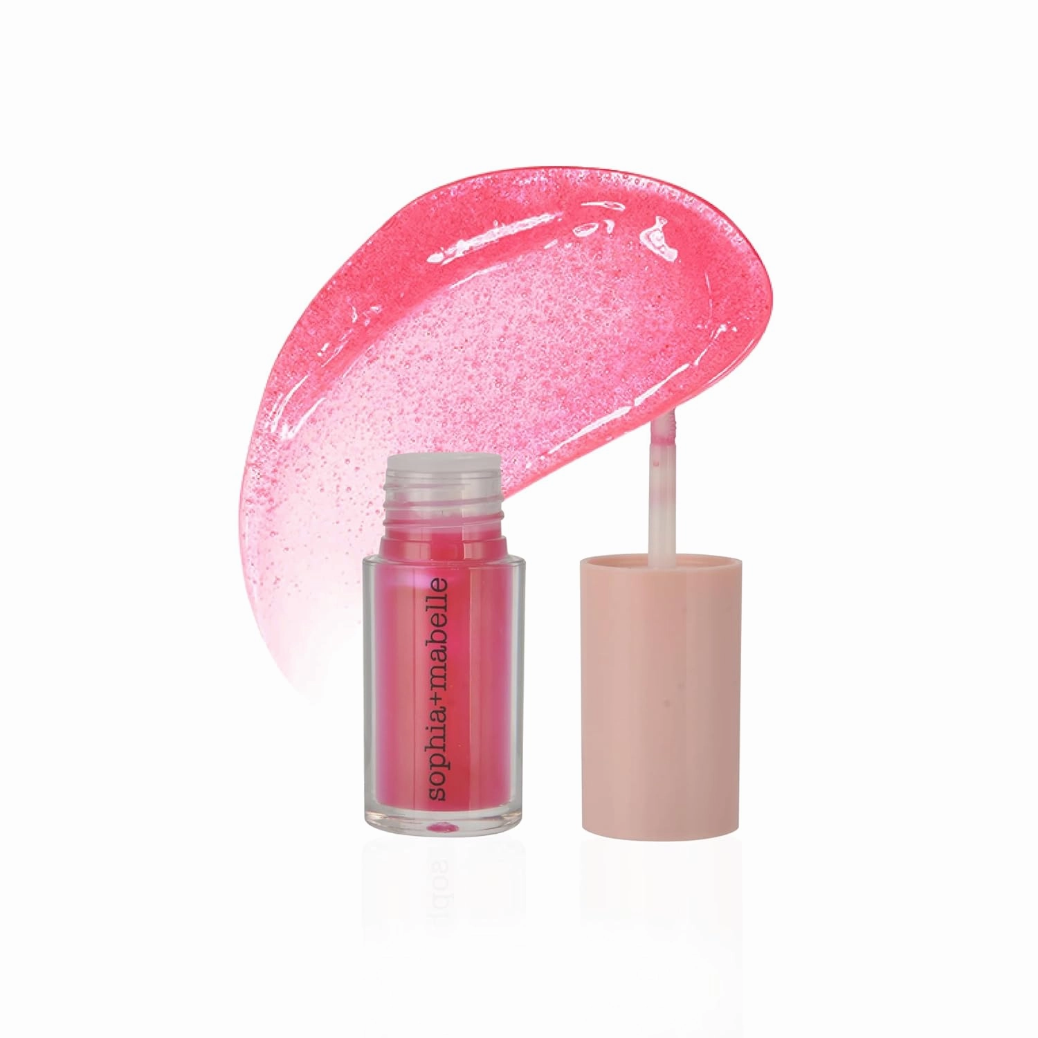 Sophia   Mabelle Hydrating Lip Oil – Lightweight, Non-Sticky & High-Shine Lip Gloss Oil – Moisturizing, Nourishing, Soothing Tinted Formula for Soft Lips – 3.7g (Shady Beach (Hot Pink), 3.7g)