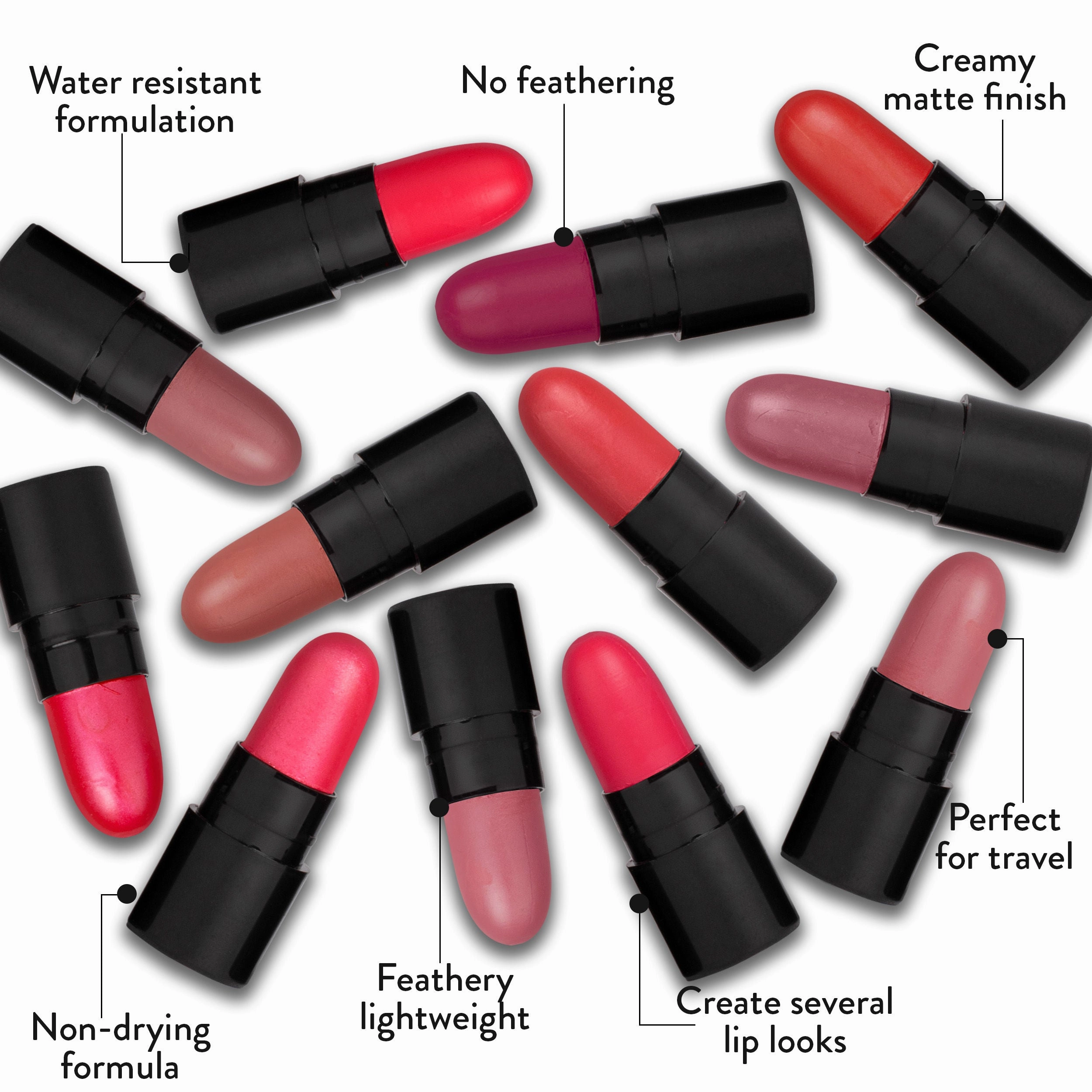Stay Quirky Lipstick Soft Matte Minis|12 in 1|Long lasting|Smudgeproof|Multicolored|- My Kisses Are The Bullets Set of 12 Mini Lipsticks Kit 3 (14.4 g)
