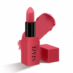 Stazee 9to9 Creme De La Matte Lipstick, Intense Color Payoff, Weightless Silky Formula, Smudgeproof & Transferproof, 12 Hrs Stay, Non-Drying Pigmented Lightweight, 05 Strawberry Daiquiri - 4.2 g