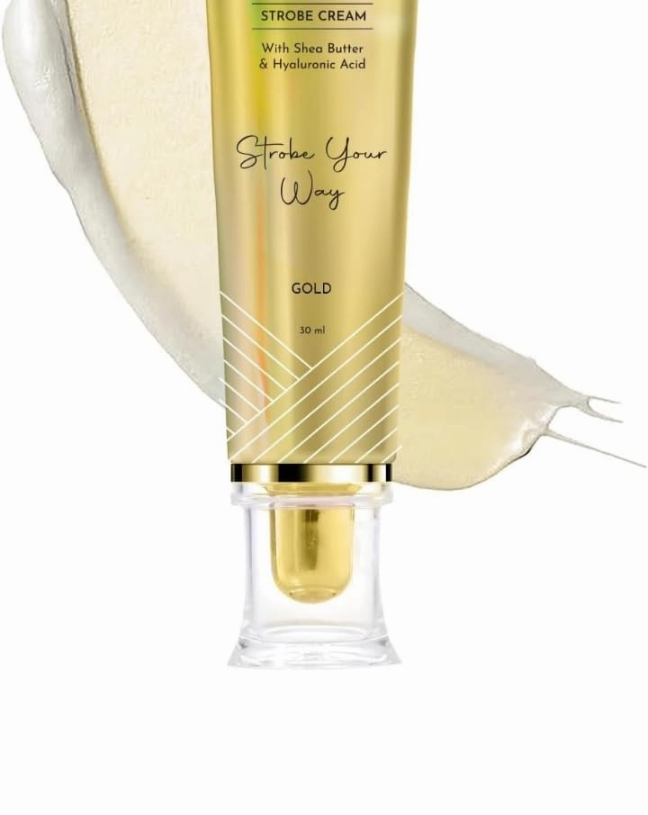 Strobe Cream - 30g | Primer   Highlighter   Moisturizer | Shea Butter & Hyaluronic Acid | Intense Hydration | Flawless Radiant Dewy Skin (Gold)