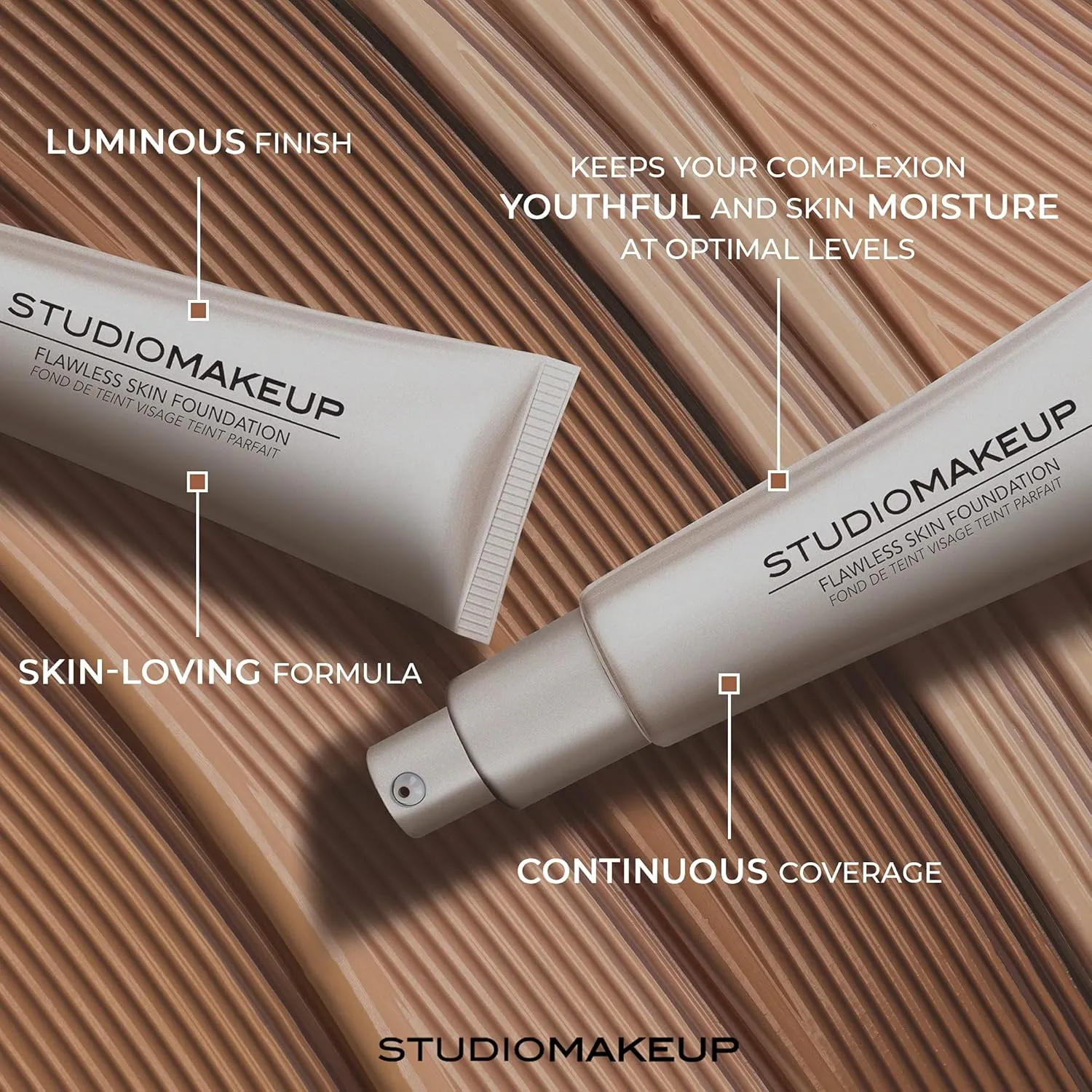 StudioMakeup Flawless Skin Liquid Foundation - 1 fl oz Lightweight Full Coverage Foundation for All Skin Types - Ultra Hydrating for Luminous Finish - Long Wear